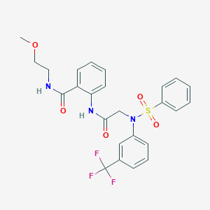 molecular formula C25H24F3N3O5S B4115755 N-(2-methoxyethyl)-2-({N-(phenylsulfonyl)-N-[3-(trifluoromethyl)phenyl]glycyl}amino)benzamide 
