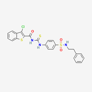 molecular formula C24H20ClN3O3S3 B4115765 3-chloro-N-{[(4-{[(2-phenylethyl)amino]sulfonyl}phenyl)amino]carbonothioyl}-1-benzothiophene-2-carboxamide 