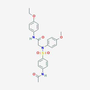 molecular formula C25H27N3O6S B411579 2-({[4-(acetylamino)phenyl]sulfonyl}-4-methoxyanilino)-N-(4-ethoxyphenyl)acetamide 
