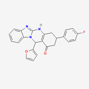 molecular formula C24H18FN3O2 B4115796 3-(4-fluorophenyl)-12-(2-furyl)-3,4,5,12-tetrahydrobenzimidazo[2,1-b]quinazolin-1(2H)-one 