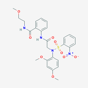 molecular formula C26H28N4O9S B4115803 2-({N-(2,4-dimethoxyphenyl)-N-[(2-nitrophenyl)sulfonyl]glycyl}amino)-N-(2-methoxyethyl)benzamide 