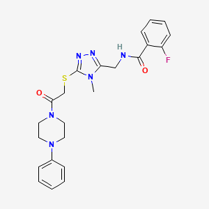 molecular formula C23H25FN6O2S B4115830 2-fluoro-N-[(4-methyl-5-{[2-oxo-2-(4-phenyl-1-piperazinyl)ethyl]thio}-4H-1,2,4-triazol-3-yl)methyl]benzamide 