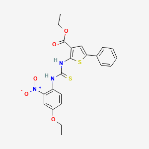 molecular formula C22H21N3O5S2 B4115876 ethyl 2-({[(4-ethoxy-2-nitrophenyl)amino]carbonothioyl}amino)-5-phenyl-3-thiophenecarboxylate 