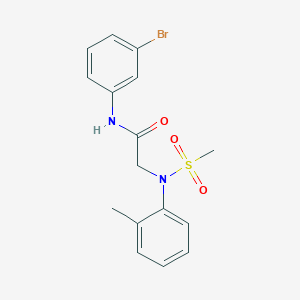 molecular formula C16H17BrN2O3S B411588 N-(3-bromophenyl)-2-[2-methyl(methylsulfonyl)anilino]acetamide 