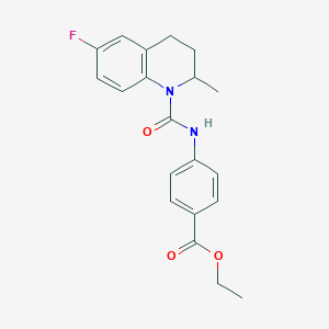 molecular formula C20H21FN2O3 B4115943 ethyl 4-{[(6-fluoro-2-methyl-3,4-dihydro-1(2H)-quinolinyl)carbonyl]amino}benzoate 