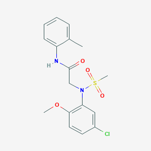 molecular formula C17H19ClN2O4S B411596 2-[5-chloro-2-methoxy(methylsulfonyl)anilino]-N-(2-methylphenyl)acetamide 