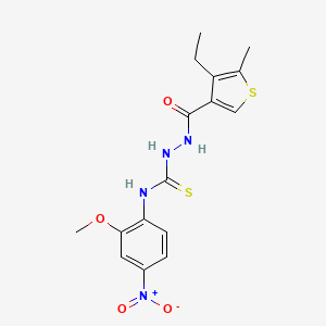 molecular formula C16H18N4O4S2 B4116019 2-[(4-ethyl-5-methyl-3-thienyl)carbonyl]-N-(2-methoxy-4-nitrophenyl)hydrazinecarbothioamide 