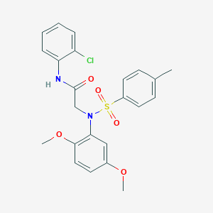 molecular formula C23H23ClN2O5S B411602 N-(2-chlorophenyl)-2-{2,5-dimethoxy[(4-methylphenyl)sulfonyl]anilino}acetamide 