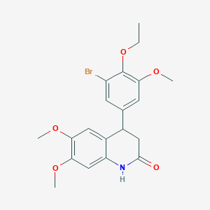 molecular formula C20H22BrNO5 B4116067 4-(3-bromo-4-ethoxy-5-methoxyphenyl)-6,7-dimethoxy-3,4-dihydro-2(1H)-quinolinone 