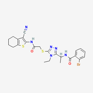 molecular formula C24H25BrN6O2S2 B4116147 2-bromo-N-{1-[5-({2-[(3-cyano-4,5,6,7-tetrahydro-1-benzothien-2-yl)amino]-2-oxoethyl}thio)-4-ethyl-4H-1,2,4-triazol-3-yl]ethyl}benzamide 