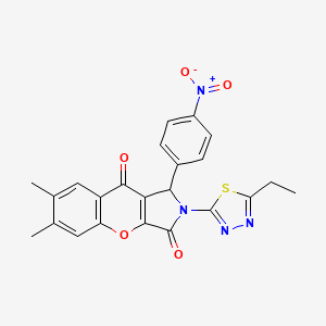 molecular formula C23H18N4O5S B4116159 2-(5-ethyl-1,3,4-thiadiazol-2-yl)-6,7-dimethyl-1-(4-nitrophenyl)-1,2-dihydrochromeno[2,3-c]pyrrole-3,9-dione 