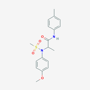 molecular formula C18H22N2O4S B411617 2-[4-methoxy(methylsulfonyl)anilino]-N-(4-methylphenyl)propanamide 