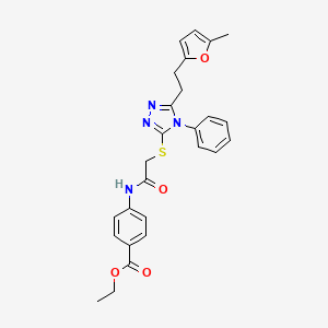 molecular formula C26H26N4O4S B4116183 ethyl 4-{[({5-[2-(5-methyl-2-furyl)ethyl]-4-phenyl-4H-1,2,4-triazol-3-yl}thio)acetyl]amino}benzoate 
