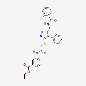 molecular formula C27H24FN5O4S B4116205 ethyl 3-({[(5-{[(2-fluorobenzoyl)amino]methyl}-4-phenyl-4H-1,2,4-triazol-3-yl)thio]acetyl}amino)benzoate 