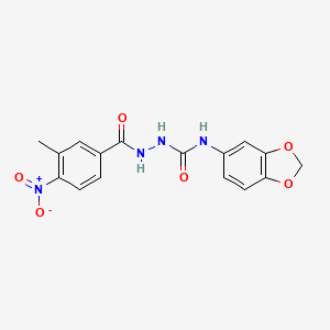 molecular formula C16H14N4O6 B4116214 N-1,3-benzodioxol-5-yl-2-(3-methyl-4-nitrobenzoyl)hydrazinecarboxamide 