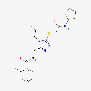 molecular formula C21H27N5O2S B4116220 N-[(4-allyl-5-{[2-(cyclopentylamino)-2-oxoethyl]thio}-4H-1,2,4-triazol-3-yl)methyl]-2-methylbenzamide 