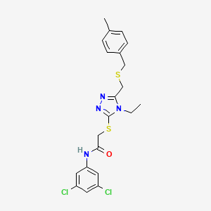 molecular formula C21H22Cl2N4OS2 B4116256 N-(3,5-dichlorophenyl)-2-[(4-ethyl-5-{[(4-methylbenzyl)thio]methyl}-4H-1,2,4-triazol-3-yl)thio]acetamide 