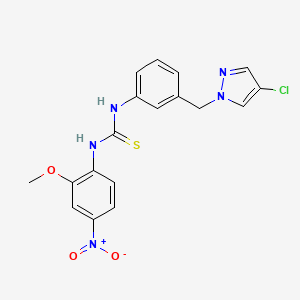 molecular formula C18H16ClN5O3S B4116274 N-{3-[(4-chloro-1H-pyrazol-1-yl)methyl]phenyl}-N'-(2-methoxy-4-nitrophenyl)thiourea 