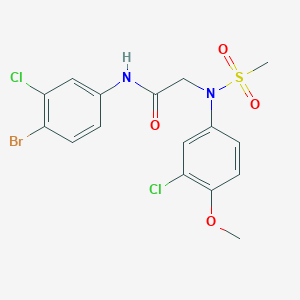 molecular formula C16H15BrCl2N2O4S B4116296 N~1~-(4-bromo-3-chlorophenyl)-N~2~-(3-chloro-4-methoxyphenyl)-N~2~-(methylsulfonyl)glycinamide 