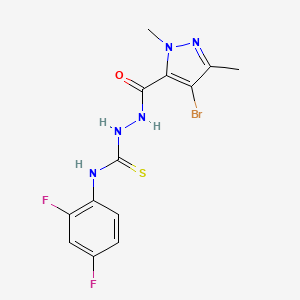 molecular formula C13H12BrF2N5OS B4116302 2-[(4-bromo-1,3-dimethyl-1H-pyrazol-5-yl)carbonyl]-N-(2,4-difluorophenyl)hydrazinecarbothioamide 