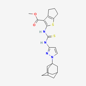 molecular formula C23H28N4O2S2 B4116310 methyl 2-[({[1-(1-adamantyl)-1H-pyrazol-3-yl]amino}carbonothioyl)amino]-5,6-dihydro-4H-cyclopenta[b]thiophene-3-carboxylate 