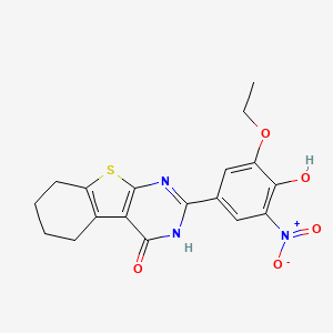 molecular formula C18H17N3O5S B4116349 2-(3-ethoxy-4-hydroxy-5-nitrophenyl)-5,6,7,8-tetrahydro[1]benzothieno[2,3-d]pyrimidin-4(3H)-one 