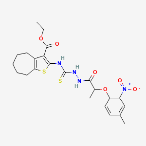 molecular formula C23H28N4O6S2 B4116361 ethyl 2-[({2-[2-(4-methyl-2-nitrophenoxy)propanoyl]hydrazino}carbonothioyl)amino]-5,6,7,8-tetrahydro-4H-cyclohepta[b]thiophene-3-carboxylate 