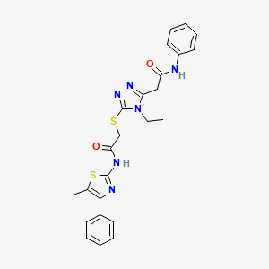 molecular formula C24H24N6O2S2 B4116386 2-{[5-(2-anilino-2-oxoethyl)-4-ethyl-4H-1,2,4-triazol-3-yl]thio}-N-(5-methyl-4-phenyl-1,3-thiazol-2-yl)acetamide 