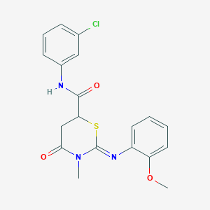 molecular formula C19H18ClN3O3S B411639 (2Z)-N-(3-chlorophenyl)-2-[(2-methoxyphenyl)imino]-3-methyl-4-oxo-1,3-thiazinane-6-carboxamide 