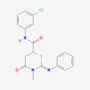 (2E)-N-(3-chlorophenyl)-3-methyl-4-oxo-2-(phenylimino)-1,3-thiazinane-6-carboxamide