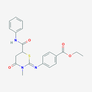 ethyl 4-{[(2Z)-3-methyl-4-oxo-6-(phenylcarbamoyl)-1,3-thiazinan-2-ylidene]amino}benzoate