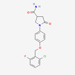 molecular formula C18H16ClFN2O3 B4116449 1-{4-[(2-chloro-6-fluorobenzyl)oxy]phenyl}-5-oxo-3-pyrrolidinecarboxamide 
