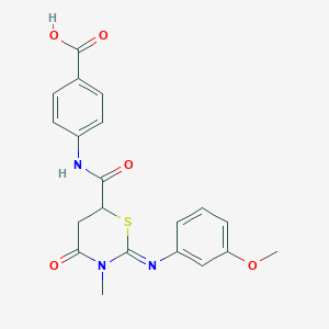 4-[({(2Z)-2-[(3-methoxyphenyl)imino]-3-methyl-4-oxo-1,3-thiazinan-6-yl}carbonyl)amino]benzoic acid
