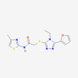 molecular formula C14H15N5O2S2 B4116483 2-{[4-ethyl-5-(2-furyl)-4H-1,2,4-triazol-3-yl]thio}-N-(4-methyl-1,3-thiazol-2-yl)acetamide 