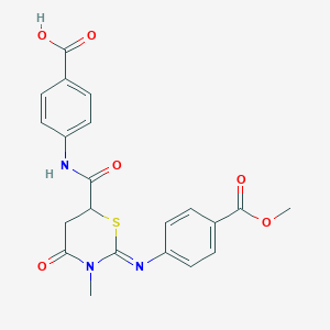 molecular formula C21H19N3O6S B411649 4-({[(2Z)-2-{[4-(methoxycarbonyl)phenyl]imino}-3-methyl-4-oxo-1,3-thiazinan-6-yl]carbonyl}amino)benzoic acid 