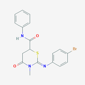 molecular formula C18H16BrN3O2S B411650 2-[(4-bromophenyl)imino]-3-methyl-4-oxo-N-phenyl-1,3-thiazinane-6-carboxamide CAS No. 335419-42-6