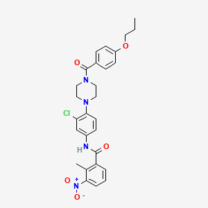 molecular formula C28H29ClN4O5 B4116508 N-{3-chloro-4-[4-(4-propoxybenzoyl)-1-piperazinyl]phenyl}-2-methyl-3-nitrobenzamide 