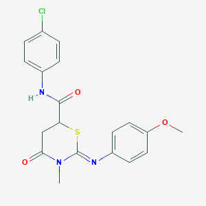 molecular formula C19H18ClN3O3S B411652 N-(4-chlorophenyl)-2-(4-methoxyphenyl)imino-3-methyl-4-oxo-1,3-thiazinane-6-carboxamide CAS No. 335419-58-4