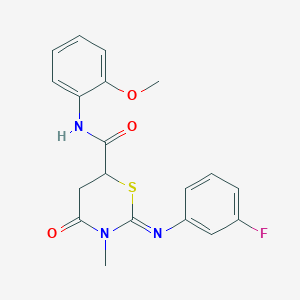molecular formula C19H18FN3O3S B411655 2-[(3-fluorophenyl)imino]-N-(2-methoxyphenyl)-3-methyl-4-oxo-1,3-thiazinane-6-carboxamide 