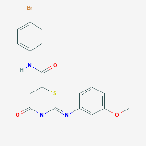molecular formula C19H18BrN3O3S B411656 (2Z)-N-(4-bromophenyl)-2-[(3-methoxyphenyl)imino]-3-methyl-4-oxo-1,3-thiazinane-6-carboxamide CAS No. 335419-56-2
