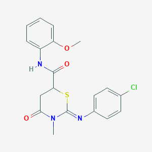 2-[(4-chlorophenyl)imino]-N-(2-methoxyphenyl)-3-methyl-4-oxo-1,3-thiazinane-6-carboxamide