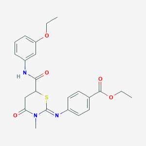 molecular formula C23H25N3O5S B411662 Ethyl 4-({6-[(3-ethoxyanilino)carbonyl]-3-methyl-4-oxo-1,3-thiazinan-2-ylidene}amino)benzoate 