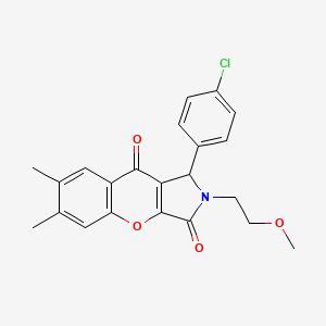 molecular formula C22H20ClNO4 B4116640 1-(4-chlorophenyl)-2-(2-methoxyethyl)-6,7-dimethyl-1,2-dihydrochromeno[2,3-c]pyrrole-3,9-dione 