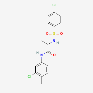 molecular formula C16H16Cl2N2O3S B4116664 N~1~-(3-chloro-4-methylphenyl)-N~2~-[(4-chlorophenyl)sulfonyl]alaninamide 