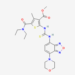 molecular formula C23H28N6O5S2 B4116673 methyl 5-[(diethylamino)carbonyl]-4-methyl-2-[({[7-(4-morpholinyl)-2,1,3-benzoxadiazol-4-yl]amino}carbonothioyl)amino]-3-thiophenecarboxylate 