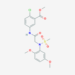 molecular formula C19H21ClN2O7S B4116686 methyl 2-chloro-5-{[N-(2,5-dimethoxyphenyl)-N-(methylsulfonyl)glycyl]amino}benzoate 