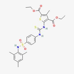 molecular formula C27H31N3O6S3 B4116720 diethyl 5-{[({4-[(mesitylamino)sulfonyl]phenyl}amino)carbonothioyl]amino}-3-methyl-2,4-thiophenedicarboxylate 