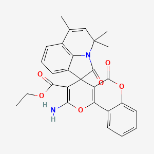 molecular formula C28H24N2O6 B4116728 ethyl 2-amino-4',4',6'-trimethyl-2',5-dioxo-4'H,5H-spiro[pyrano[3,2-c]chromene-4,1'-pyrrolo[3,2,1-ij]quinoline]-3-carboxylate 
