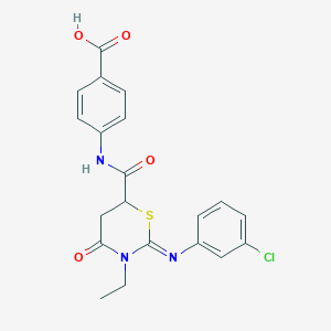 molecular formula C20H18ClN3O4S B411674 4-[({2-[(3-Chlorophenyl)imino]-3-ethyl-4-oxo-1,3-thiazinan-6-yl}carbonyl)amino]benzoic acid 