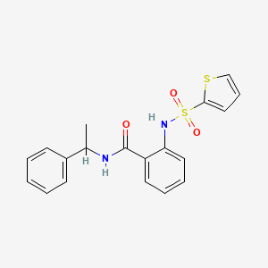 molecular formula C19H18N2O3S2 B4116792 N-(1-phenylethyl)-2-[(2-thienylsulfonyl)amino]benzamide 